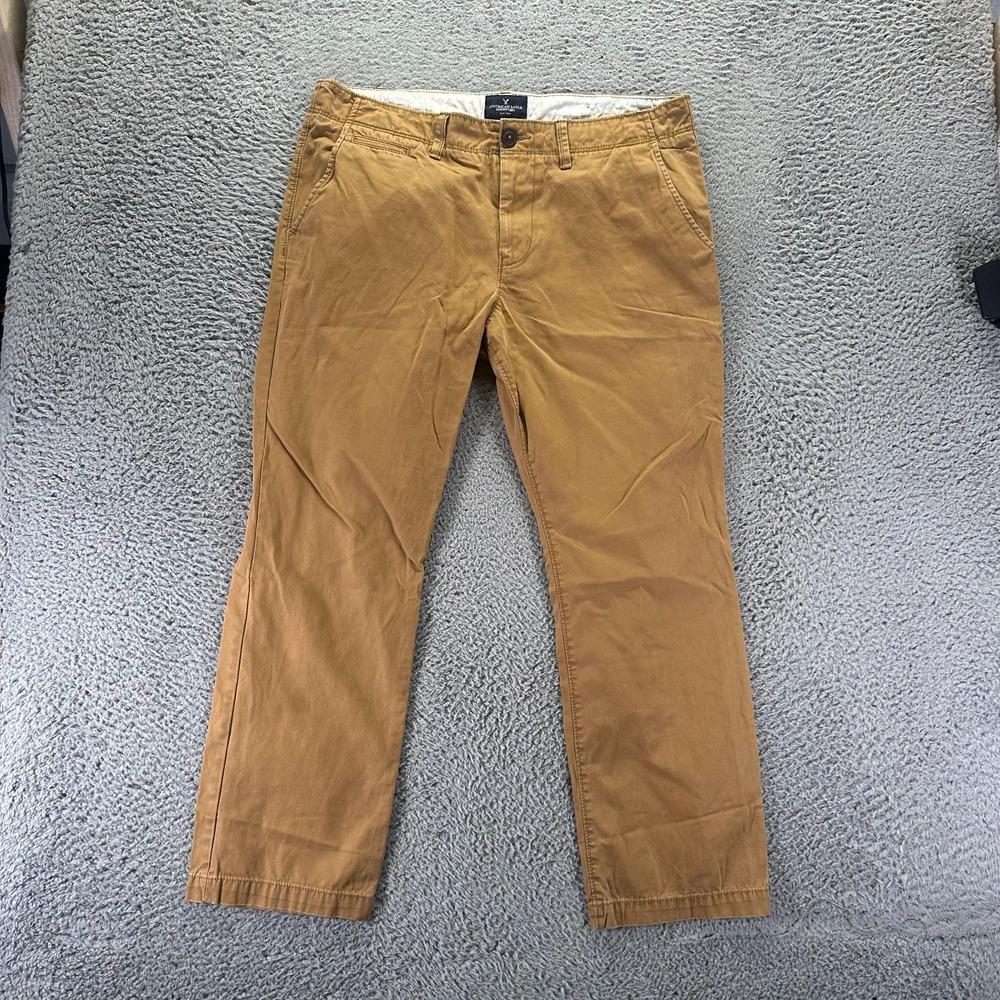 American Eagle Outfitters Pant Mens 38x29 Brown Cotton Khakis Straight Workwear